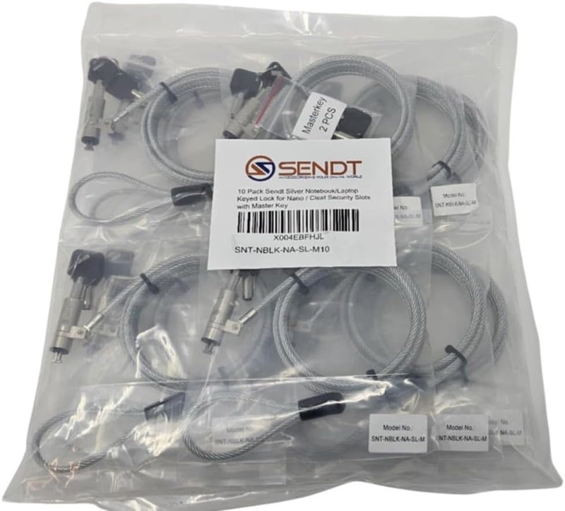 Sendt 10 Pack Silver Notebook/Laptop Keyed Lock for Nano Security Slots with Master Key - Image 5